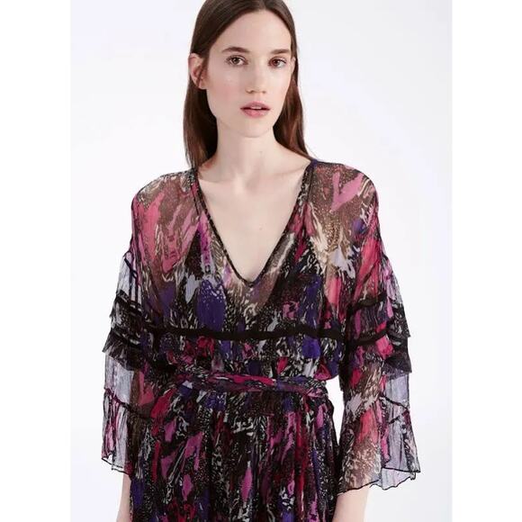 IRO Clash Floral Chiffon Ruffle Mini Dress size FR 34 / US XS 2 - Picture 2 of 16